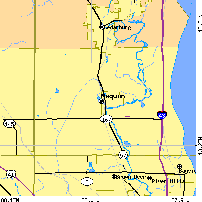 Zip code 53097 close-up map
