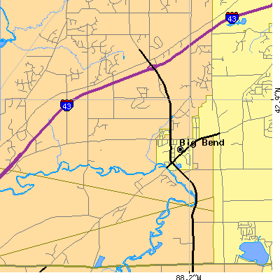 Zip code 53103 close-up map