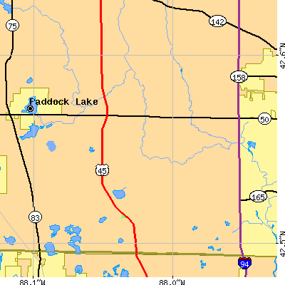 Zip code 53104 close-up map