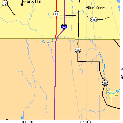 Zip code 53108 close-up map