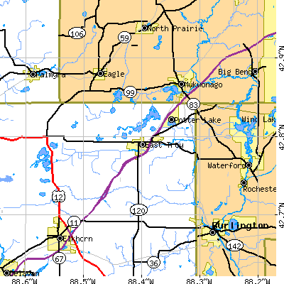 Zip code 53120 close-up map