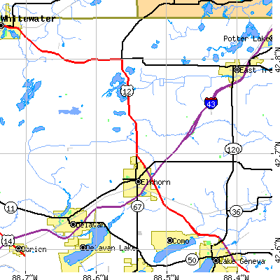Zip code 53121 close-up map