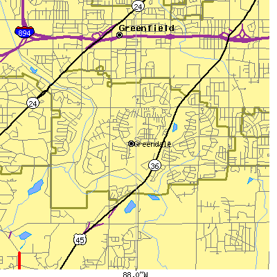 Zip code 53129 close-up map