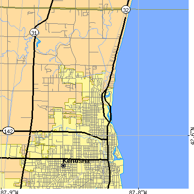 Zip code 53140 close-up map