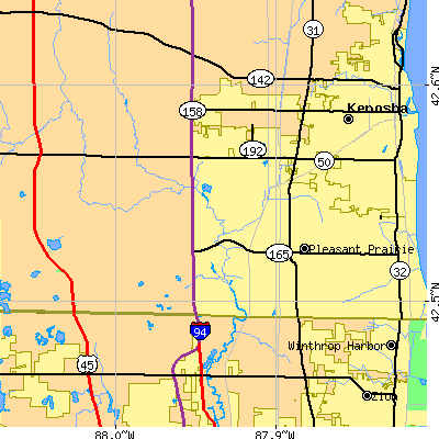 Zip code 53142 close-up map