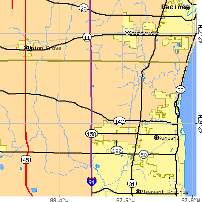 Zip code 53144 close-up map