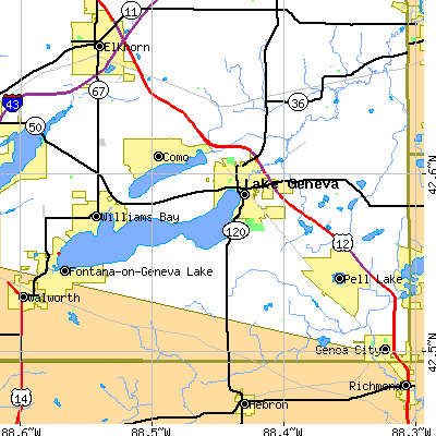 Zip code 53147 close-up map