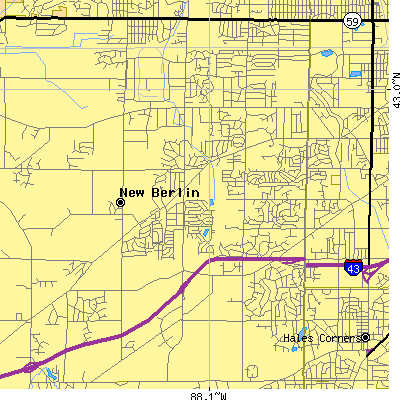 Zip code 53151 close-up map