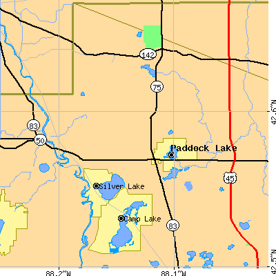 Zip code 53168 close-up map