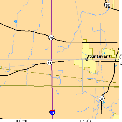 Zip code 53177 close-up map