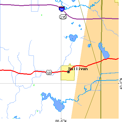 Zip code 53178 close-up map