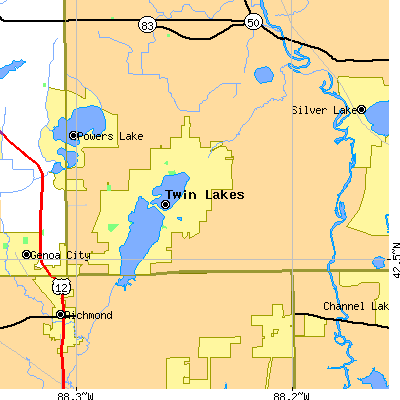 Zip code 53181 close-up map