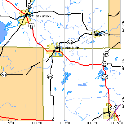 Zip code 53190 close-up map