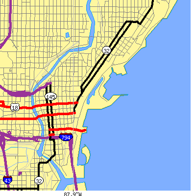 Zip code 53202 close-up map