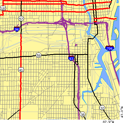 Zip code 53204 close-up map