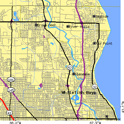 Zip code 53209 close-up map