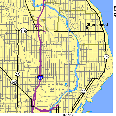 Zip code 53212 close-up map