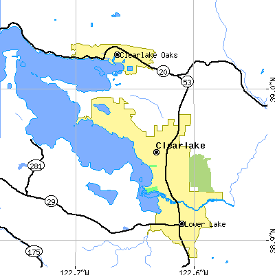 Zip code 95422 close-up map