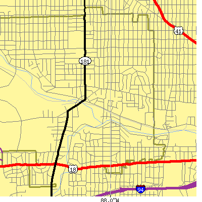 Zip code 53213 close-up map