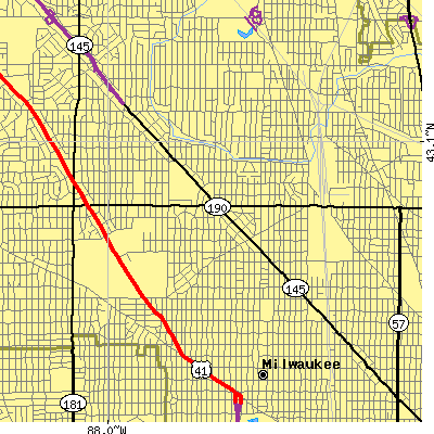Zip code 53216 close-up map