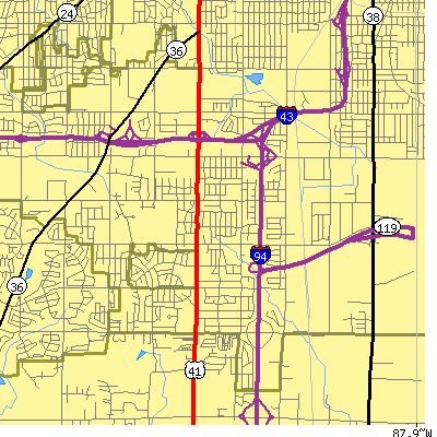 Zip code 53221 close-up map