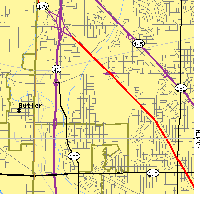 Zip code 53225 close-up map