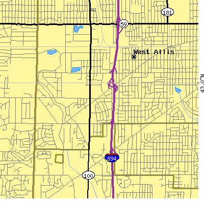 Zip code 53227 close-up map