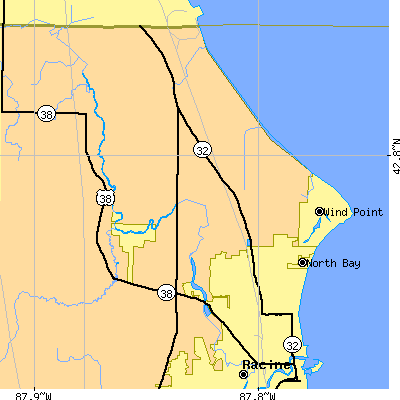 Zip code 53402 close-up map