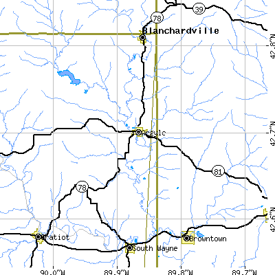 Zip code 53504 close-up map