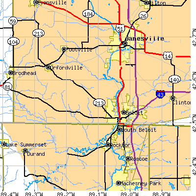 Zip code 53511 close-up map