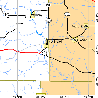 Zip code 53520 close-up map