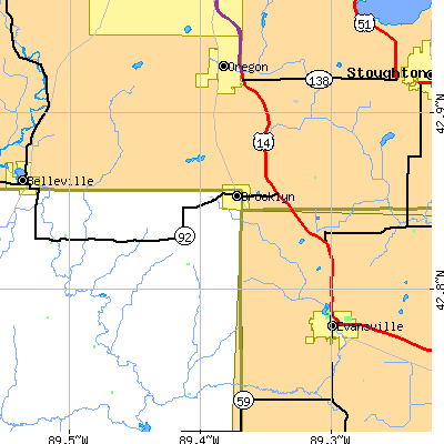 Zip code 53521 close-up map