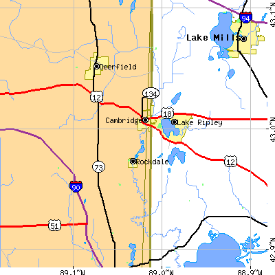 Zip code 53523 close-up map