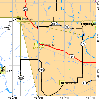 Zip code 53536 close-up map