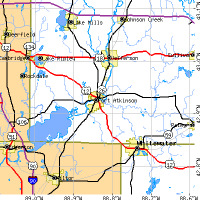 Zip code 53538 close-up map