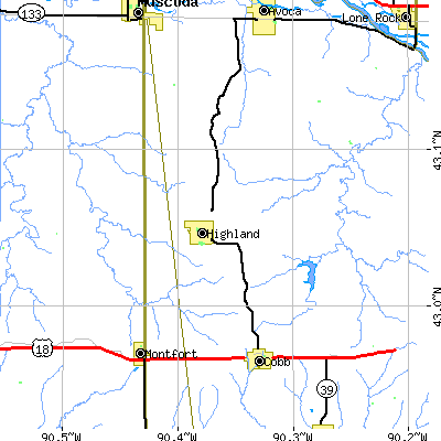 Zip code 53543 close-up map