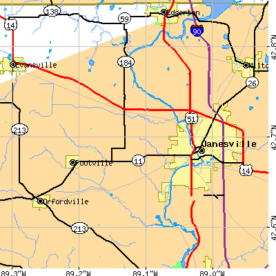 Zip code 53545 close-up map