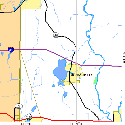 Zip code 53551 close-up map
