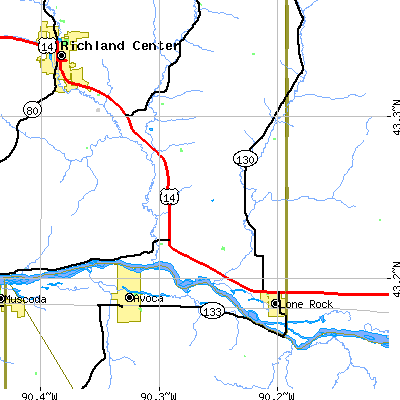 Zip code 53556 close-up map