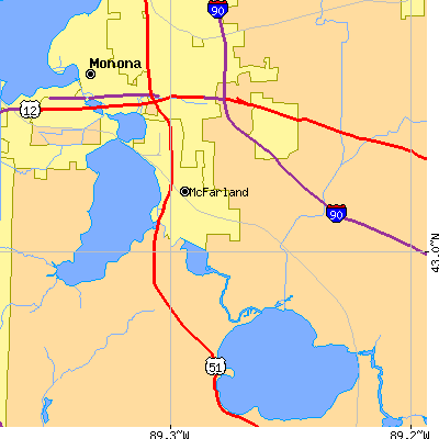 Zip code 53558 close-up map
