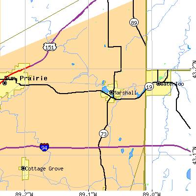 Zip code 53559 close-up map