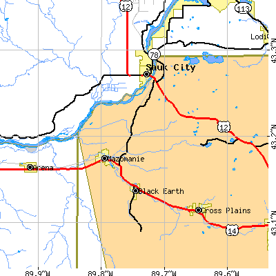 Zip code 53560 close-up map