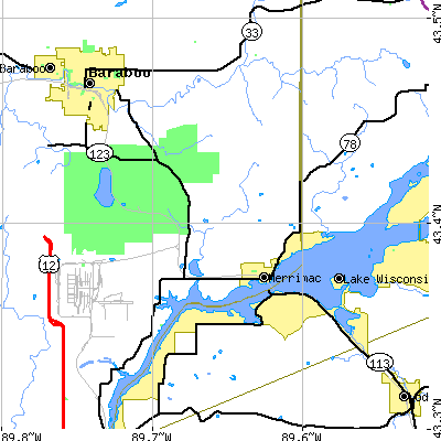 Zip code 53561 close-up map