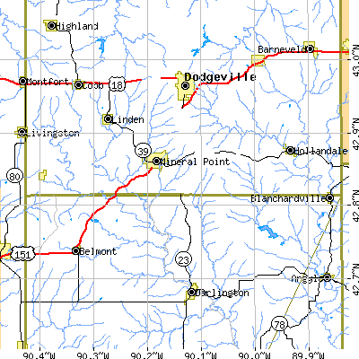 Zip code 53565 close-up map
