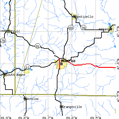 Zip code 53566 close-up map
