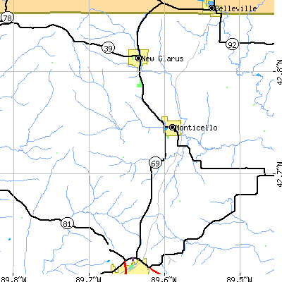 Zip code 53570 close-up map