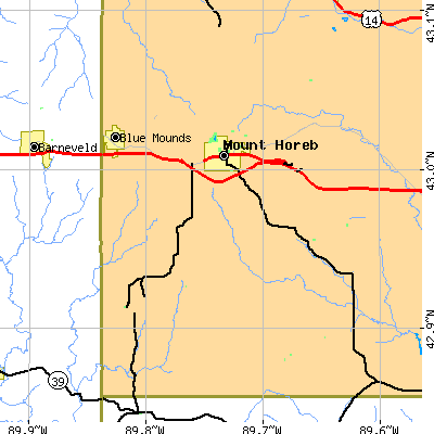 Zip code 53572 close-up map