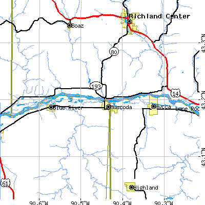 Zip code 53573 close-up map