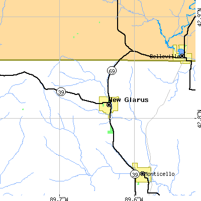 Zip code 53574 close-up map
