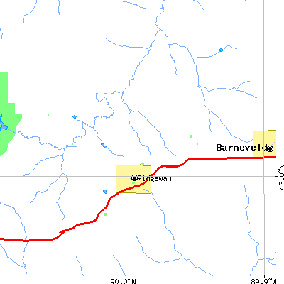 Zip code 53582 close-up map